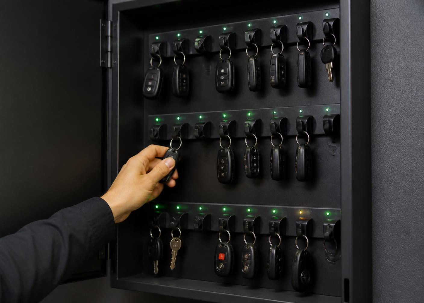 Elektronische sleutelkast met verlichte sleutelposities